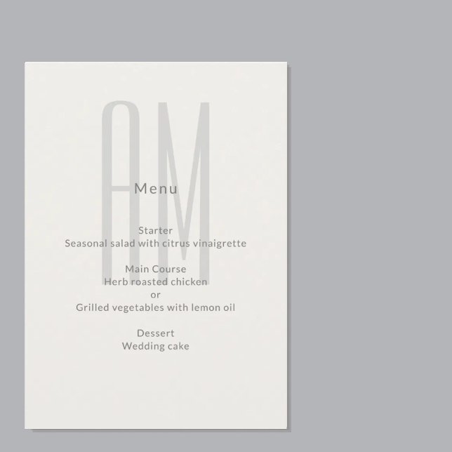 Menú Monograma Mínimo de Boda Arquitectónico (Subido por el creador)