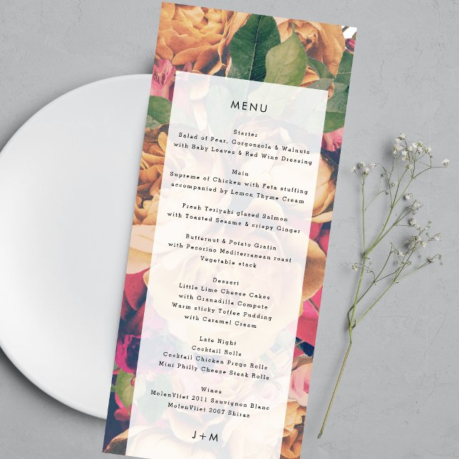 Menú Monograma moderno Boda de Boho floral (Subido por el creador)