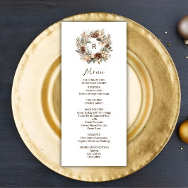 Menú Monograma Pinecone Navidades de invierno Wreath Fi
