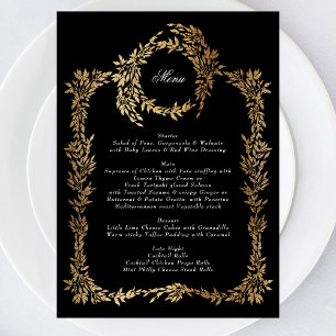 Menú Monograma tradicional Escudo negro Boda clásico