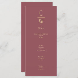 Menú Monogramado Rosa moderno Boda de oro rosado
