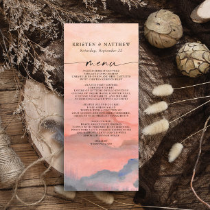 Menú Montaña Sunset Watercolor Boda Rustic