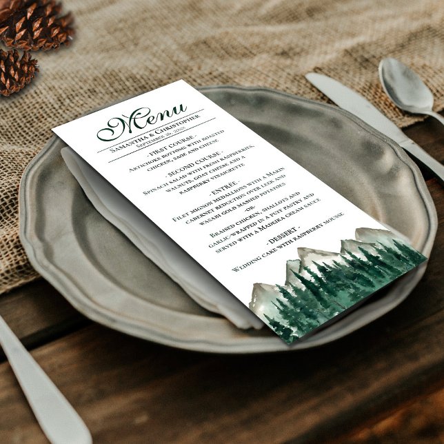 Menú Montañas acuáticas y Boda Rústico elegante (On Plate)