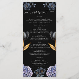 Menú Moody Black Floral Classic Whimsical Chic Wedding