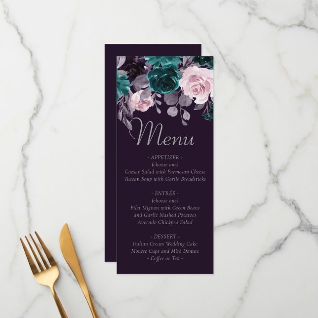 Menú Moody Boho | Granja morada y Verde azulada de bere (Anverso/Reverso In Situ)