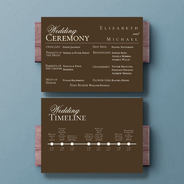 Menú Moody Coffee Minimalist Wedding Program Timeline (Subido por el creador)