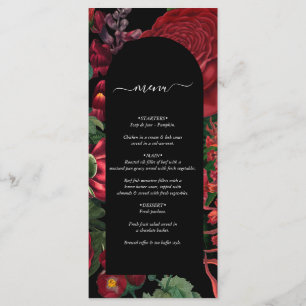 Menú Moody Florals Black Arch Burgundy Boda rojo