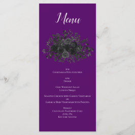 Menú Morado Boda floral negro gótico