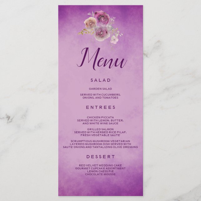 Menú Morado Floral (Anverso)