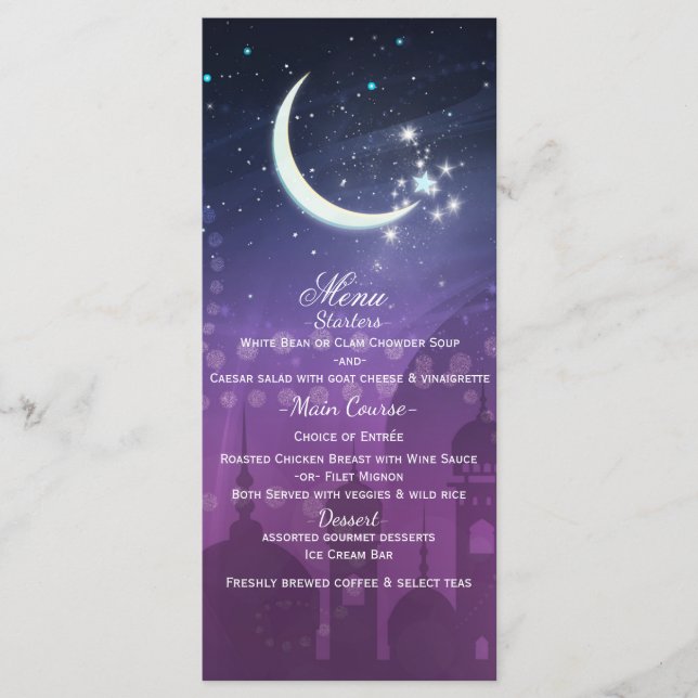 Menú Morado Noches Árabes de Marruecos Luna (Anverso)
