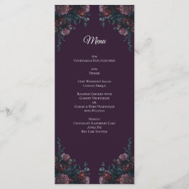 Menú Morado oscuro Floral Elegante Boda Maroon Mauve