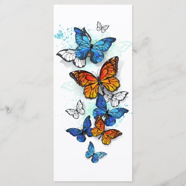 Menú Morfo y monarca de las mariposas voladoras (Anverso)