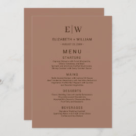 Menú Mousse elegante mocha simple con Boda monograma