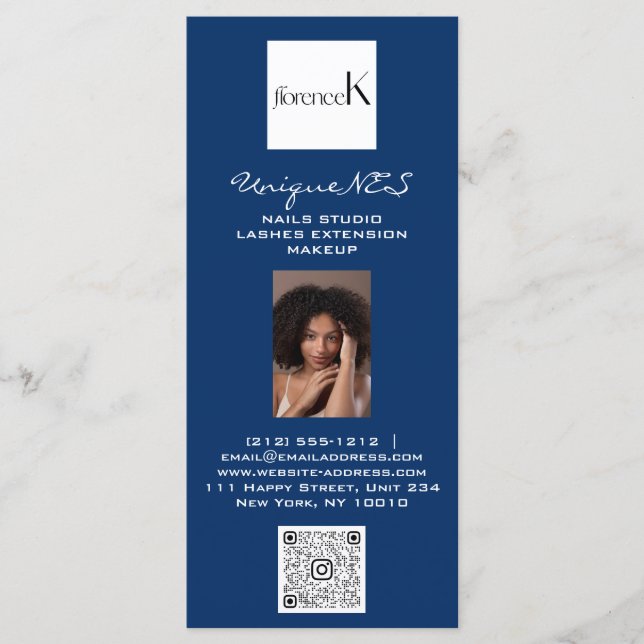 Menú Nails Lashes Foto Logo QR Wax Makeup Marina (Anverso)