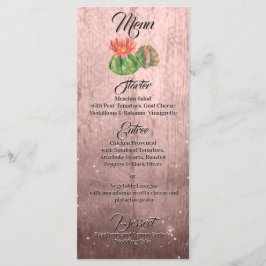 Menú Naranja acuarela Cactus floreciente marrón