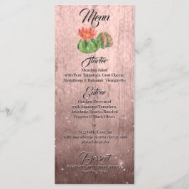 Menú Naranja acuarela Cactus floreciente marrón