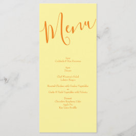 Menú Naranja amarillo Boda Rosas florales