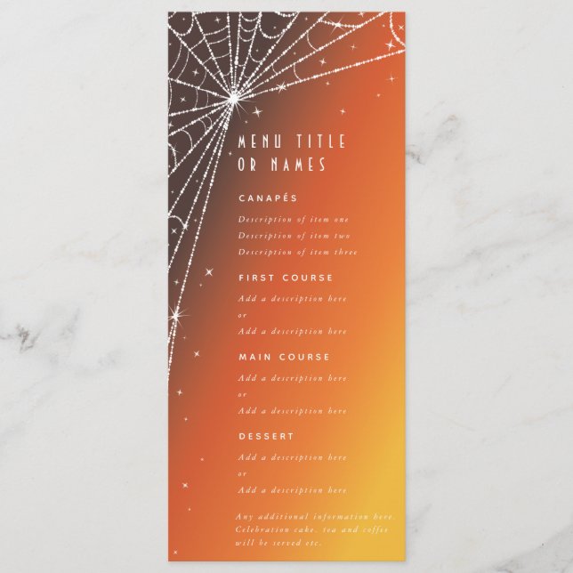 Menú Naranja Atardecer Diamante Araña Telaraña Plano 4  (Anverso)