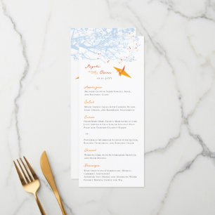 Menú Naranja colgante de Origami papel Grue Boda asiáti