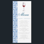 Menú Naranja de acuarela Baldosa azul Vino Mediterráneo<br><div class="desc">Acuarela de oliva Naranja Baldosas azules Detalles mediterráneos</div>