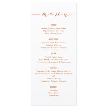 Menú Naranja de caligrafía moderna simple