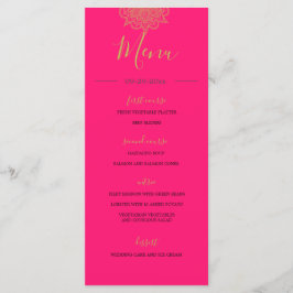 Menú Naranja de estilo indio Boda de Moda de color rosa