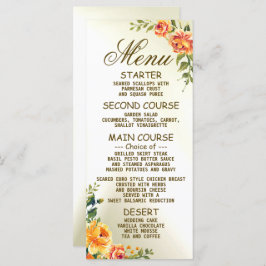 Menú Naranja de la fiesta de la boda Vegetación floral 