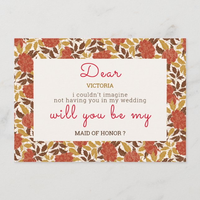 Menú Naranja Dusty Brunt Peony Flores Caen Boda (Anverso)