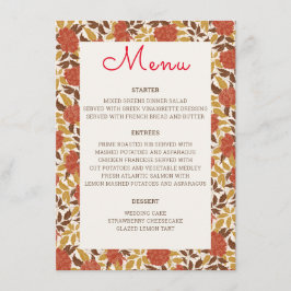 Menú Naranja Dusty Brunt Peony Flores Caen Boda