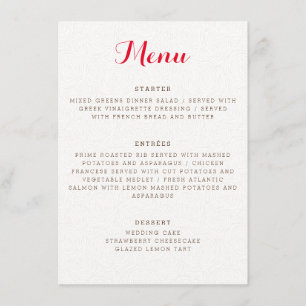 Menú Naranja púrpura Boho Boda de floración silvestre