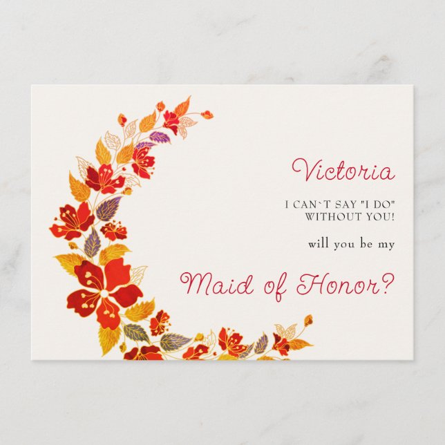 Menú Naranja quemado Tropical Hibiscus Florals Boda (Anverso)