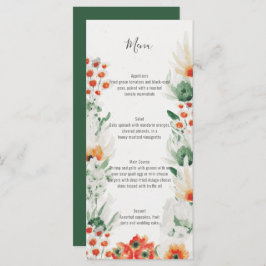 Menú Naranja verde Boda de color blanco |