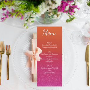 Menú Naranja y rosa Bright Ombre Mandala Boda