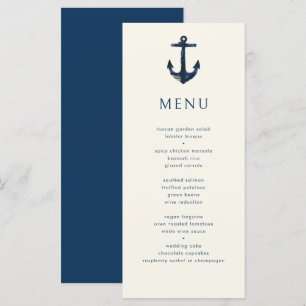 Menú Nautical Anchor Moderno Boda simple de la Marina A