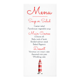 Menú Nautical Beach Wedding Lighthouse Red