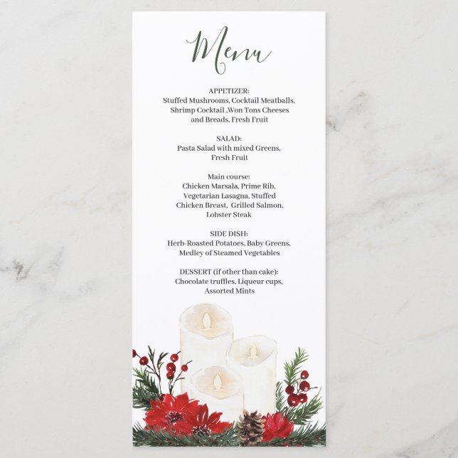 Menú Navidades de Bodas de la vegetación de invier (Anverso)