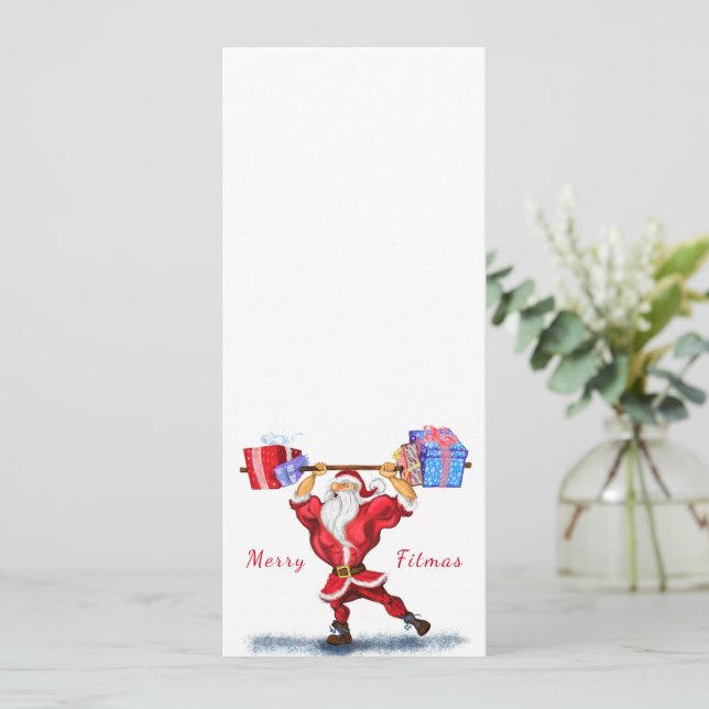 Menú Navidades de Bodybuilder Santa Funny (Anverso de pie)