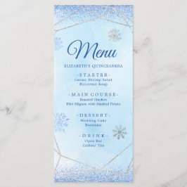 Menú Navidades de copos de nieve Dusty Blue Silver Mis