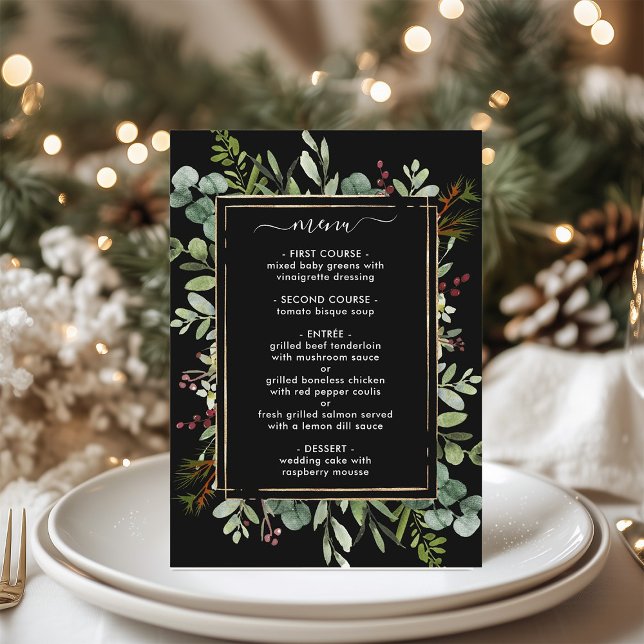 Menú Navidades de la vegetación botánica Boda negro de  (Subido por el creador)