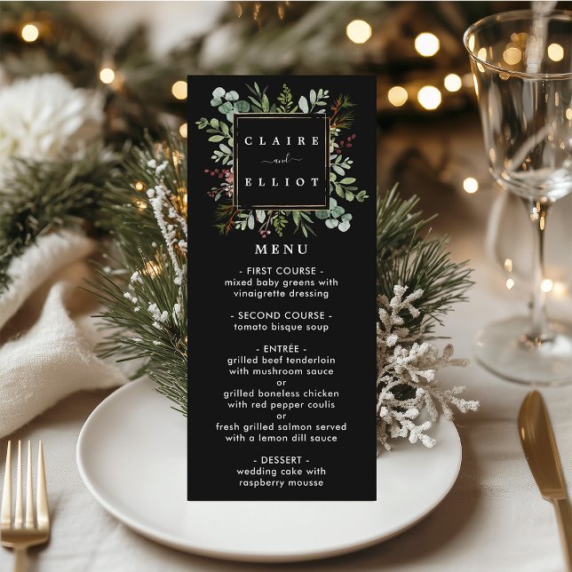 Menú Navidades de la vegetación botánica Boda negro de  (Subido por el creador)
