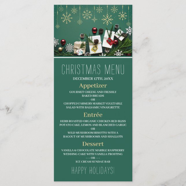 Menú Navidades y copos de nieve festivos (Anverso)