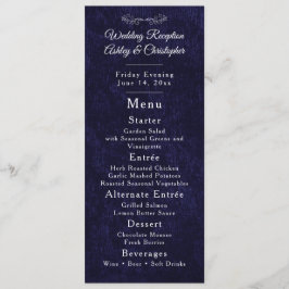 Menú Navy Blue White Script Wedding Reception