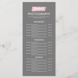 Menú Negocio de Fotografía Logotipo Dorado Pincelada Ro