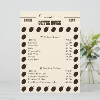 Menú Negocio Profesional de Marca de Granos de Café