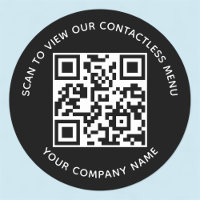 Menú Negro Código QR Pegatinas Ronda Personalizado