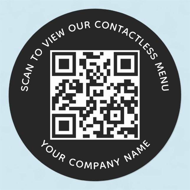 Menú Negro Código QR Pegatinas Ronda Personalizado (MISOOK Round QR Code Stickers for Menu)