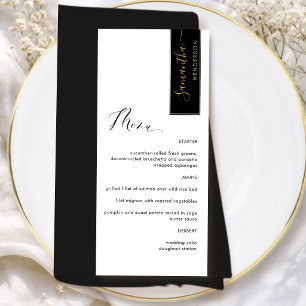 Menú Negro, Dorado Personalizado con el nombre del invi