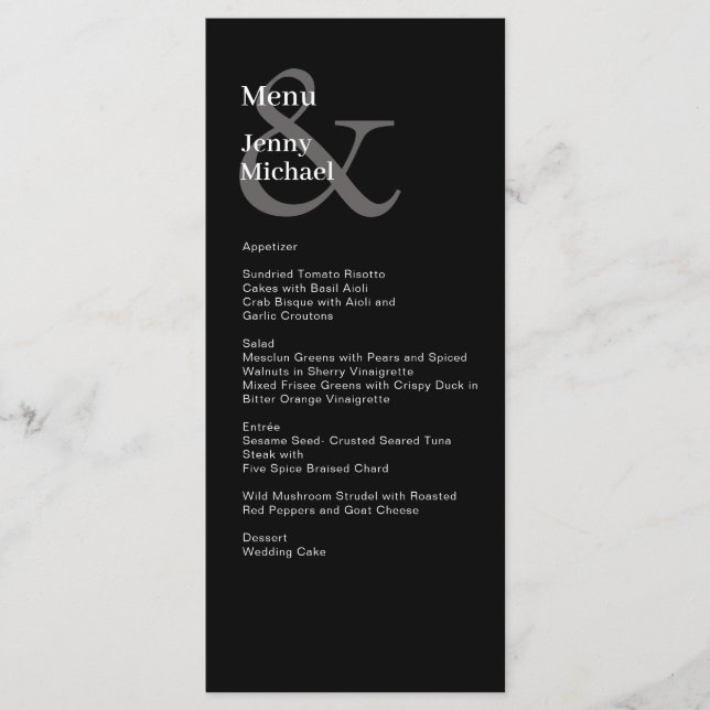 Menú negro simple y moderno (Anverso)
