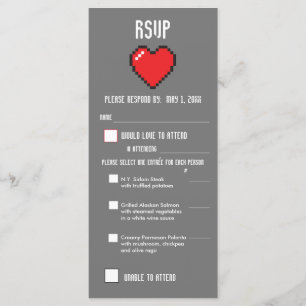 Menú Nerdy Novia de 8 bits y Groom RSVP