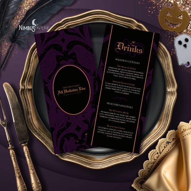 Menú Nevermore Damask | Bar de Halloween Gótico Ciruela (Subido por el creador)